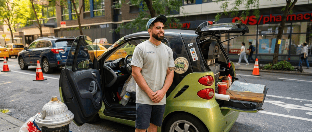 38-year-old runs mobile pizzeria out of his Smart Car in New York City