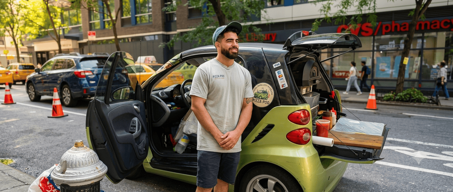 38-Year-Old Runs a Mobile Pizzeria Out of His Smart Car in New York City